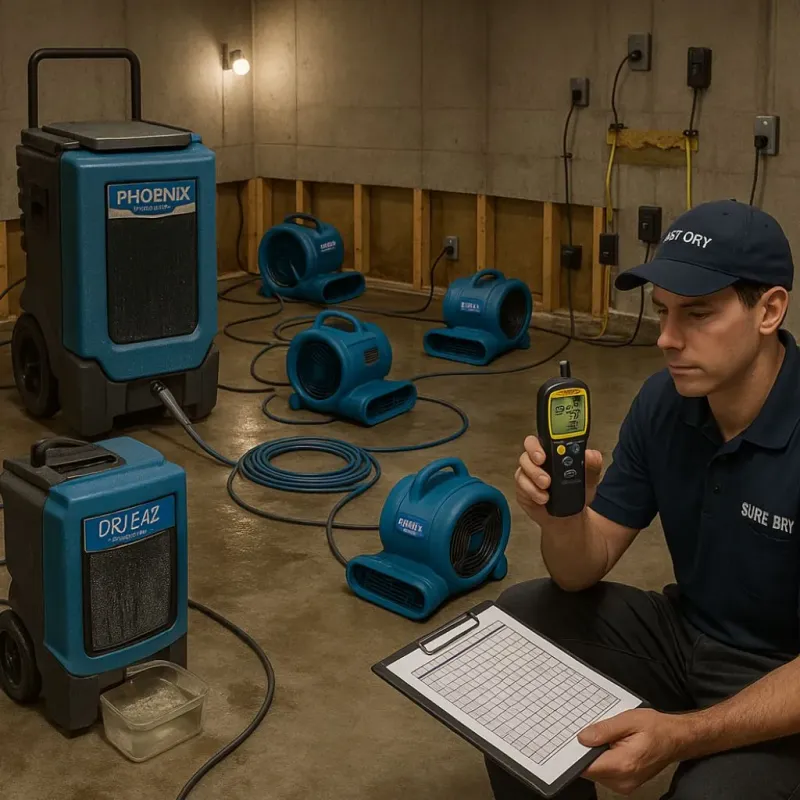 Structural Drying and Dehumidification process in Shallotte, NC
